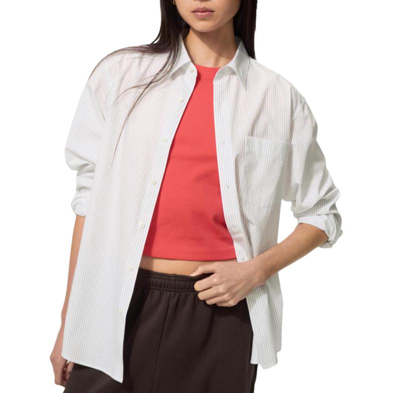 Uniqlo Рубашка с длинным рукавом и полосатым нагрудным карманом Унисекс рубашки 486589-01