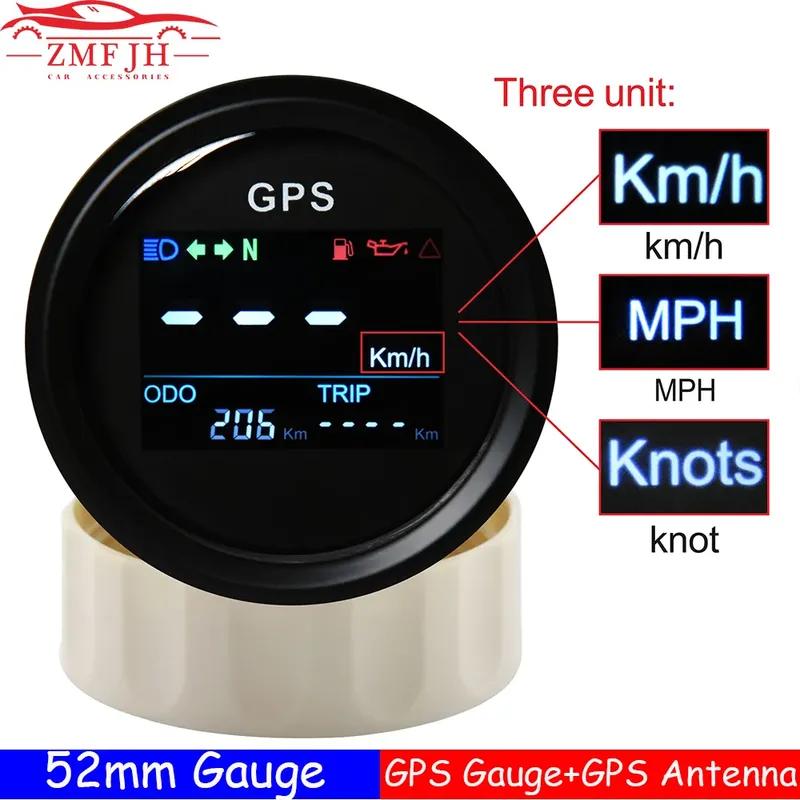 Цифровой Мини 52 мм GPS Спидометр + GPS Антенна Датчик Скорости Мотоцикл Лодка Одометр Спидометр Квадроцикл UTV Морской 12В/24В