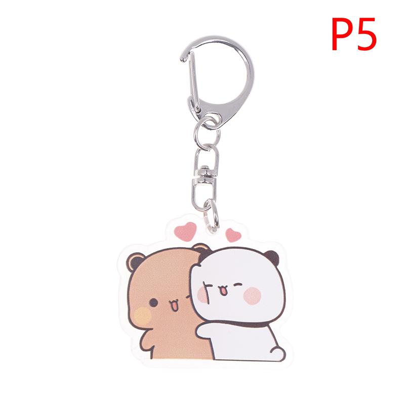 Cute Bubu Dudu Keychains Acrylic Cartoon Bear Keyring For Accessories Bag Pendant Key Chain Jewelry Fans Couple Love Gifts