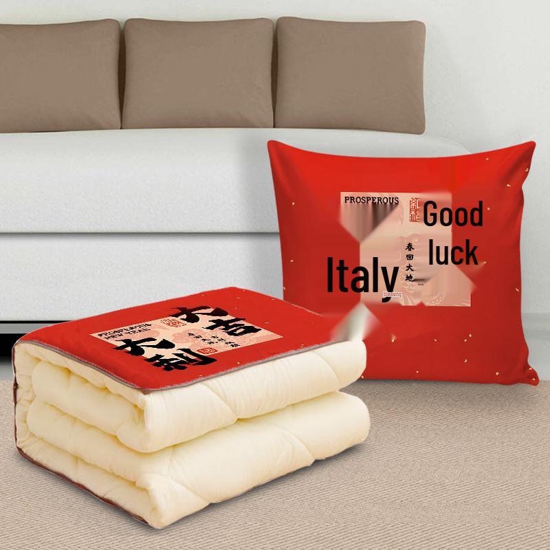 Personalized Pillow Blanket: Two-in-One Sofa Cushion & Backrest with Logo Customization - Ideal for Corporate Gifts