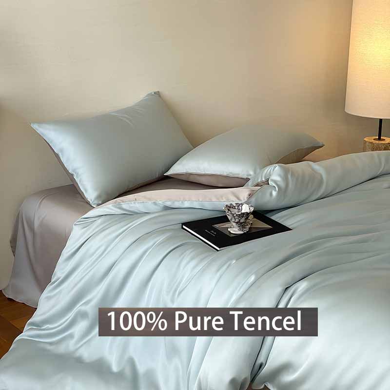 Роскошный комплект постельного белья из лиоцелла Tencel из 4 предметов: мягкая простыня на резинке и пододеяльник и наволочки, дышащее постельное белье для комфорта как в отеле