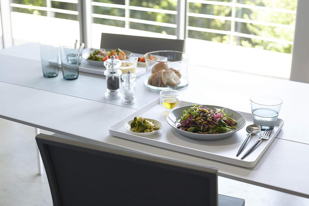 Yamazaki Industries 4294 Tray White Approx. W40XD30XH2cm Tower Tower Tray Obon Square Placemat Simple