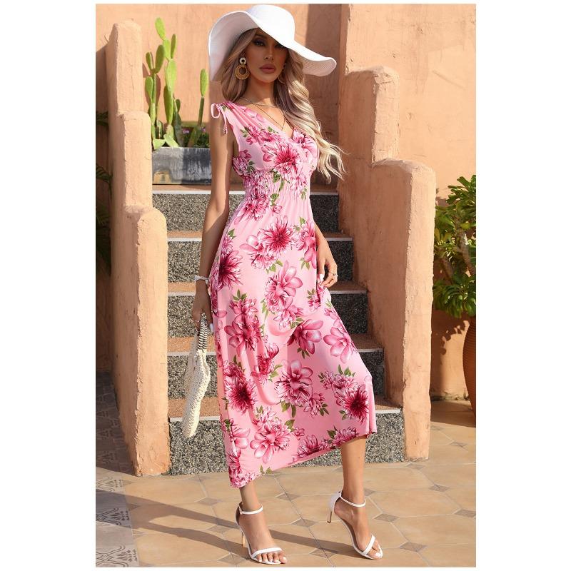 Летние женские платья больших размеров с v-образным вырезом, длинные платья с длинными рукавами в стиле «качели»