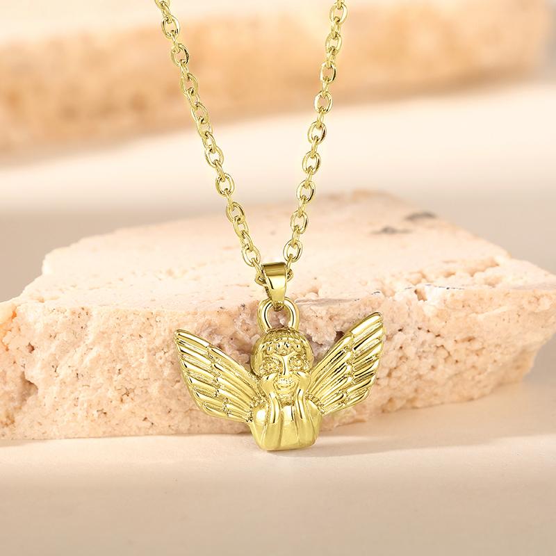Huitan Novel Angle Pendant Necklace for Women Exquisite Glossy Neck Accessories Dainty Trendy Gorgeous Daily Life Party Jewelry