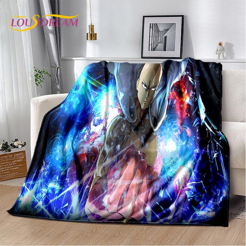 Мягкое плюшевое одеяло с рисунком аниме ONE PUNCH MAN, фланелевое одеяло, одеяло для гостиной, спальни, кровати, дивана, чехол для пикника, детское одеяло