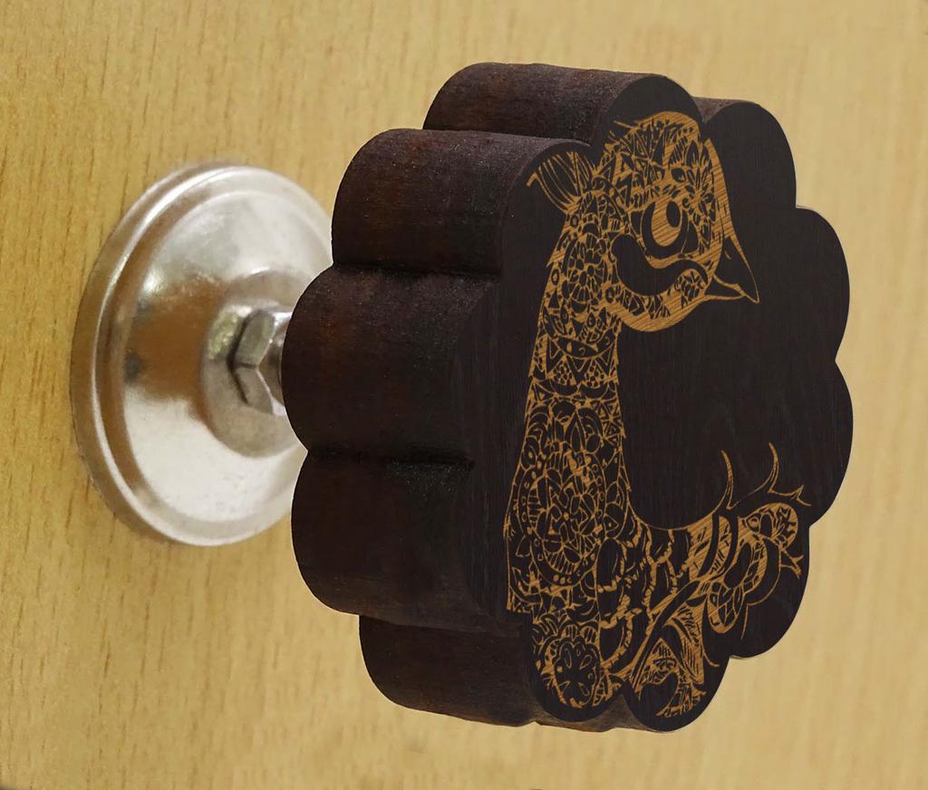 IBA Indianbeautifulart Brown Engraved Knobs 10 Pc Furniture Wooden Scallop Knobs Rustic Drawer