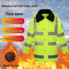 High-Visibility Winter Cotton Raincoat & Pants: Windproof, Waterproof, Warm, Cold-Resistant Gear for Outdoor Cycling and High-Speed Traffic.