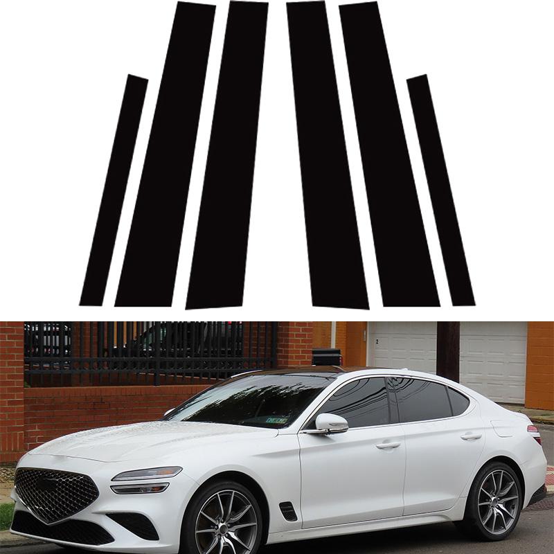 6 шт. глянцевый черный материал ПК с зеркальным эффектом для двери автомобиля, окна, центра, средней части стойки BC, накладка на стойку колонки, подходит для Genesis GV80 2020-2024