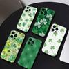 Счастливый четырехлистник Чехол для телефона Для iPhone 17 16 15 14 13 12 Max Plus Силиконовый Черный Чехол