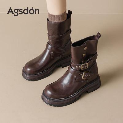 Женские ботильоны на толстом каблуке Augusden - Y2K ретро британский стиль, на толстой подошве, коллекция 2025