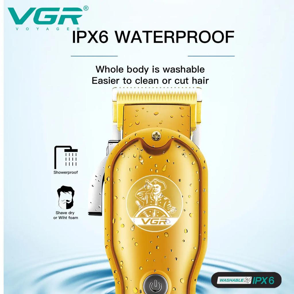 VGR V-650 Профессиональная машинка для стрижки волос Металлический корпус Литиевая батарея 2000 мАч Беспроводная машинка для стрижки волос для мужчин Триммер для бороды Парикмахерская Стрижка волос дома