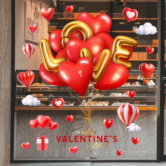 Окна к Дню святого Валентина Большие Красные Розовые Сердца Наклейки на Окно Двусторонние Многоразовые Наклейки для Свадьбы Дня Рождения Вечеринки Дома Стеклянной Двери Декор