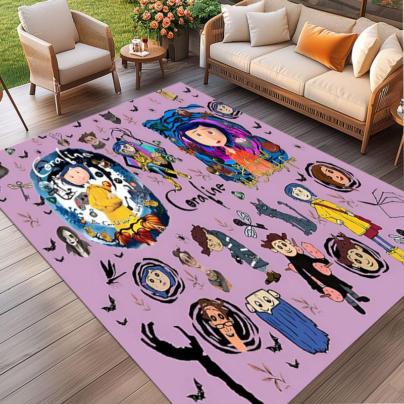 Coraline Print Rug, Washable Floor Carpet, For Entryway Dorm Laundry Room Office Study, Home Decor Birthday Christmas Gift