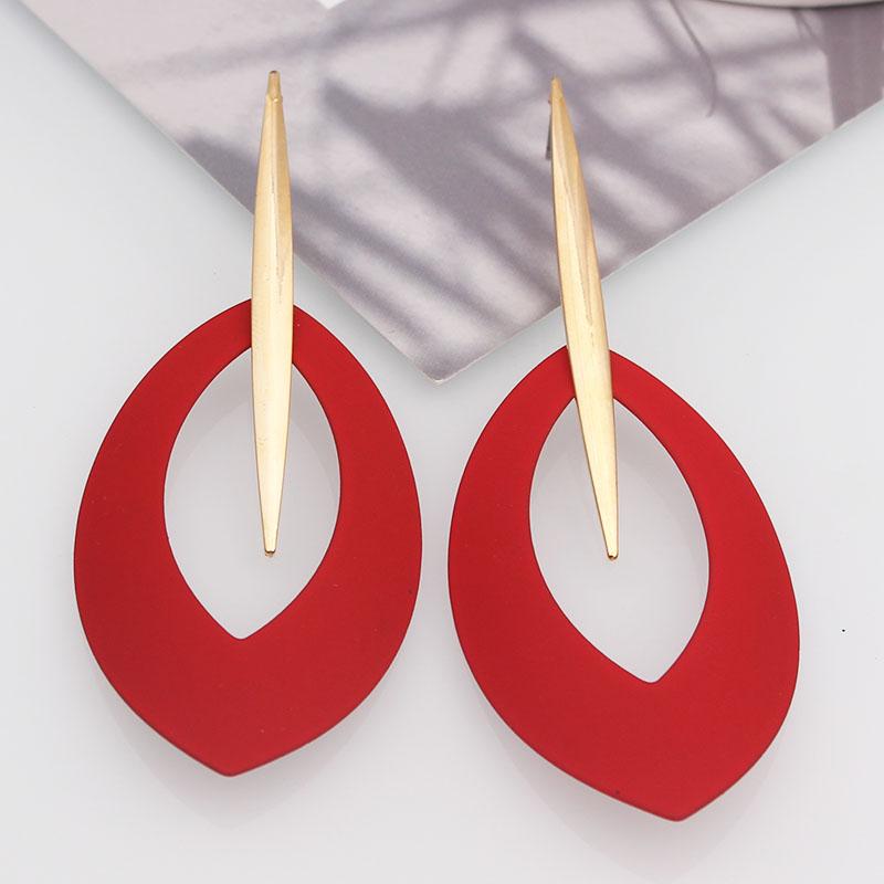 Large Oval Statement Dangle Earrings for Women Hollow Metal Geometric Statement Drop Earrings Colorful Long Hanging Earrings
