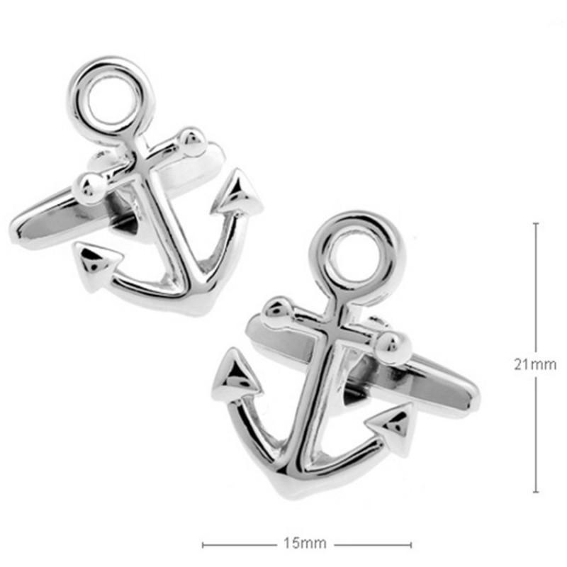 Silver Plated Boat Anchor Cufflinks Men's French Shirt