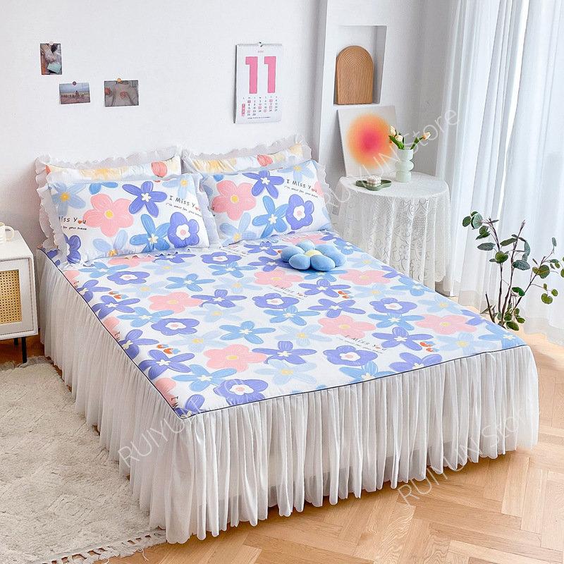 Декоративная кружевная юбка с рюшами, нескользящий наматрасник, юбка-кровать с принтом принцессы, простыня, покрывало, домашнее покрывало, юбка-кровать