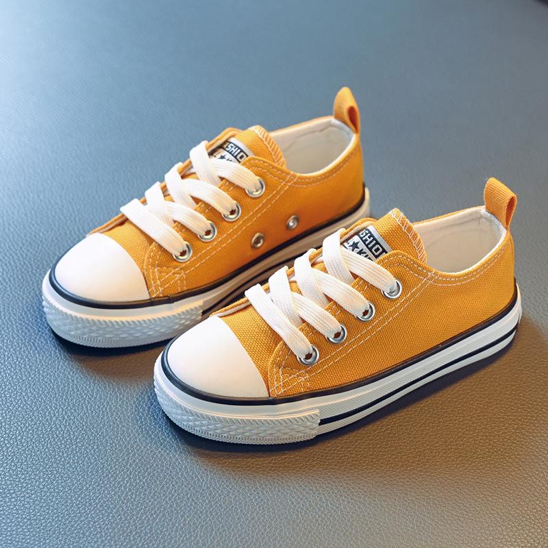 Children's Low-Top Lace-Up Canvas Sneakers - 2024 Spring Collection, Candy Colors, Parent-Child Shoes for Boys and Girls