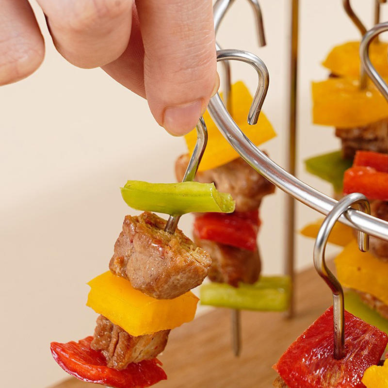 Кухонный вертикальный держатель для шампуров Круглая решетка для гриля аэрофритюрницы Съемная решетка для гриля Решетка для шашлыка со стальными шампурами