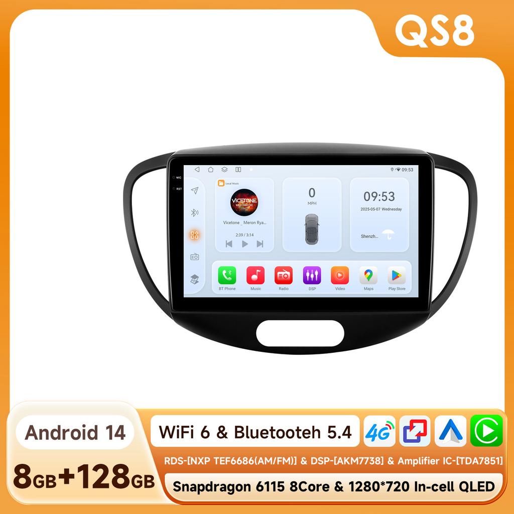 2 Din Android Car Radio For Hyundai I10 2007 -2013 Car Multimedia Player GPS Navigation Wireless Carplay Auto Autoradio Smart Intelligent Systems IP