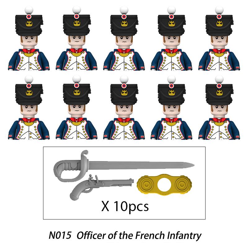 10 шт. Наполеоновские войны военные солдаты строительные блоки мини фигурки WW2 французские британские винтовки фузилеров оружие игрушки для детей