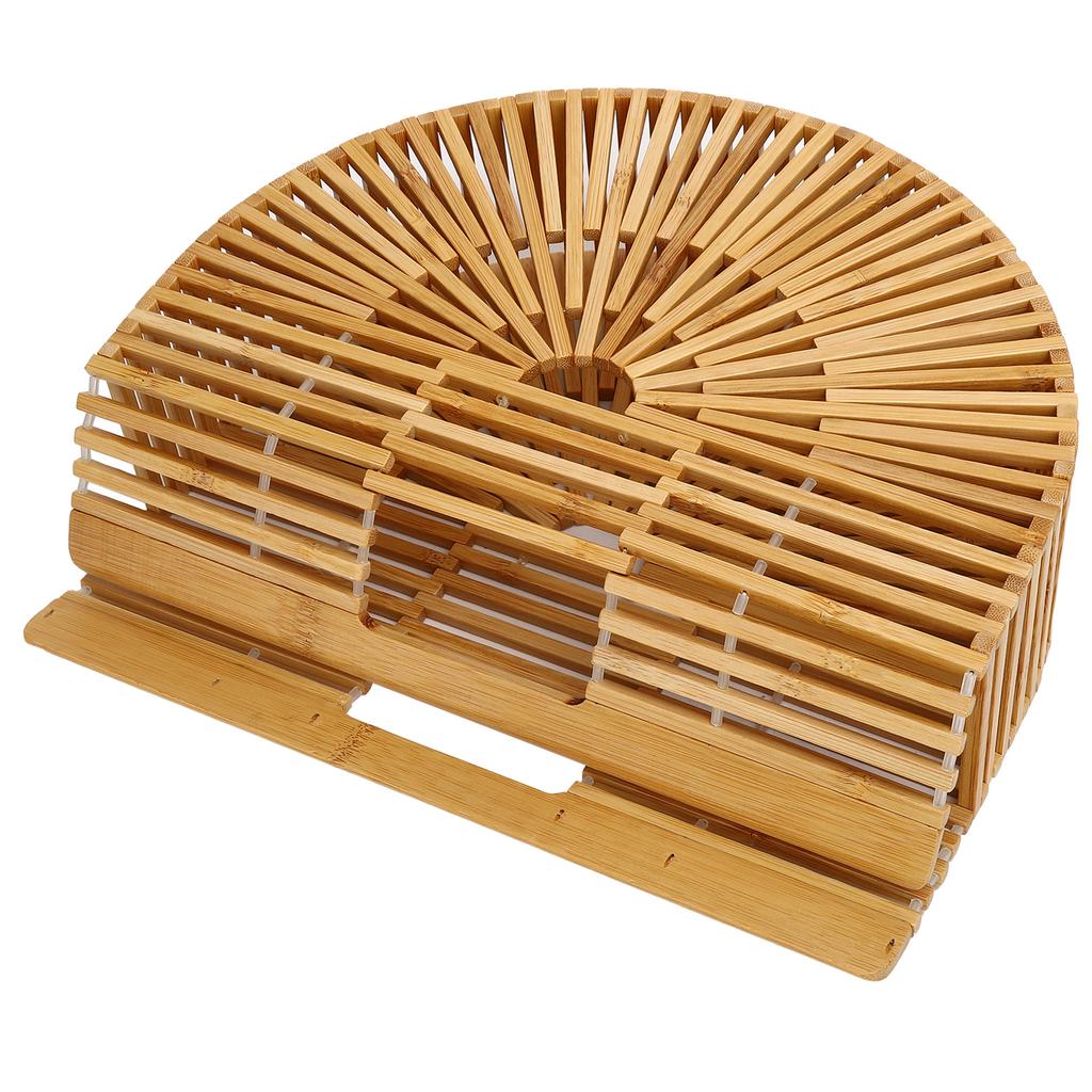 Винтажная бамбуковая сумка женская полукруглая плетеная сумка полая пляжная сумка для лета