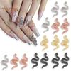 60Pcs/Box Snake Nail Charms with Rhinestones Elegant And Fashionable Nail Art Accessories for Women And Girls