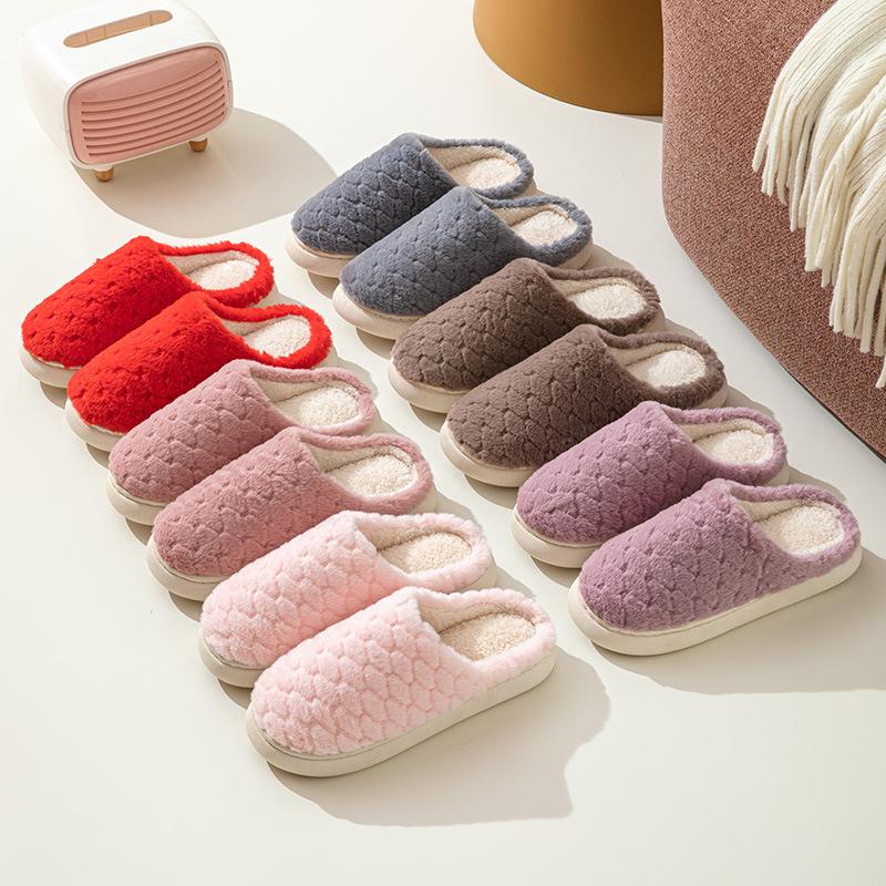 Fashion Winter Thin Household Bedroom Cotton Slipper Warm Furry Men Women Shoes Indoor Slippers Warm Plush Home Slipper Ladies Flip Flop