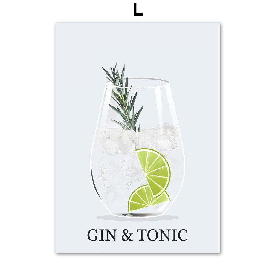 Текила Маргарита Мартини Мохито Коктейль Плакат на скандинавскую тему Настенный художественный принт Холст Картина Декор для кухни фотографии для гостиной