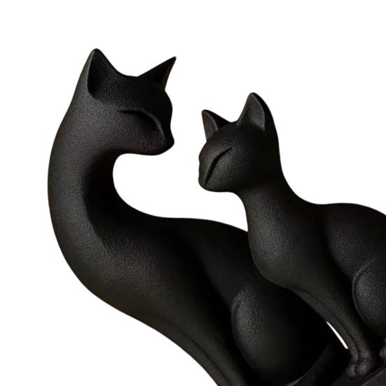 Фигурка Черного Кота 3D Печать Статуэтка Мамы и Котенка Милая Скульптура Животного для Настенной Полки Настольного Декора Подарки для Любителей Кошек