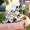 Скелет Украшение Родитель-Ребенок Череп Рыбалка Дизайн Расписанная вручную Полимерная фигурка Садовый пруд Балкон Декор для Хэллоуинской вечеринки