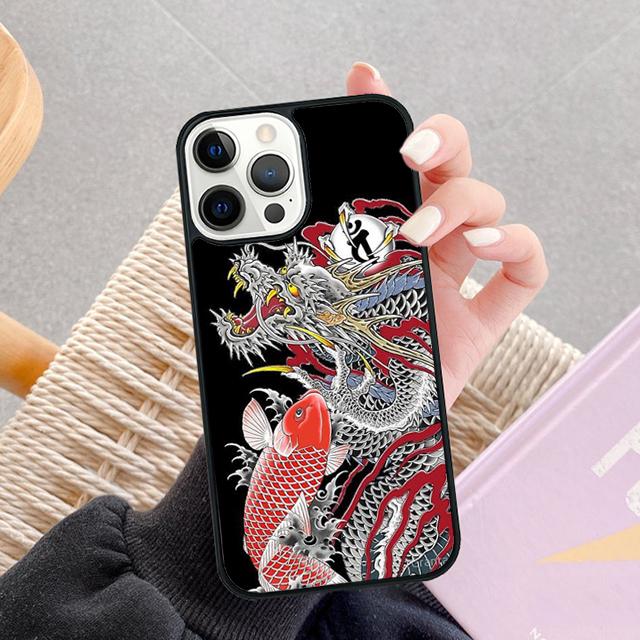 Чехол для телефона с татуировкой японского карпа кои, дракона, волны для iPhone 17 Air 13 12 14 15 16 Чехол для Apple Pro Max Plus SE Coque