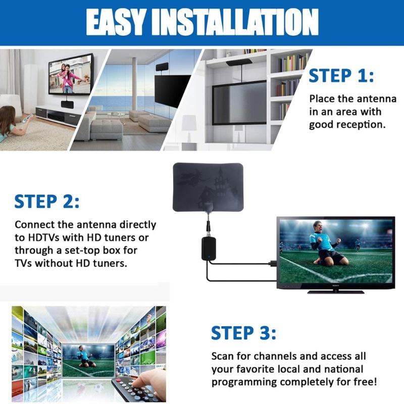 4K 1080P Высококачественная HD ТВ DTV Приставка Цифровая ТВ Антенна 120 Миль Усилитель Активная Комнатная Антенна Плоский Дизайн TNT Антенна Замена