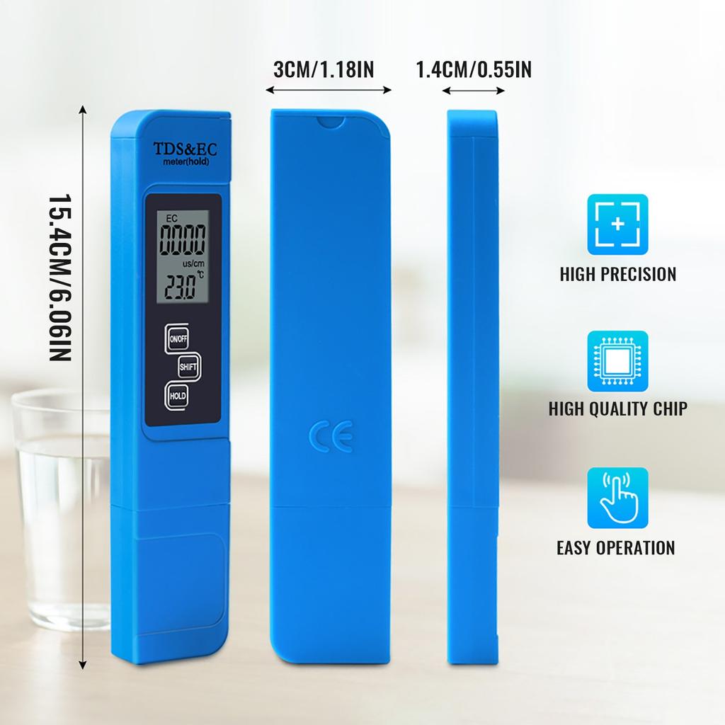 Синий портативный тестер качества воды «три в одном» для измерения проводимости