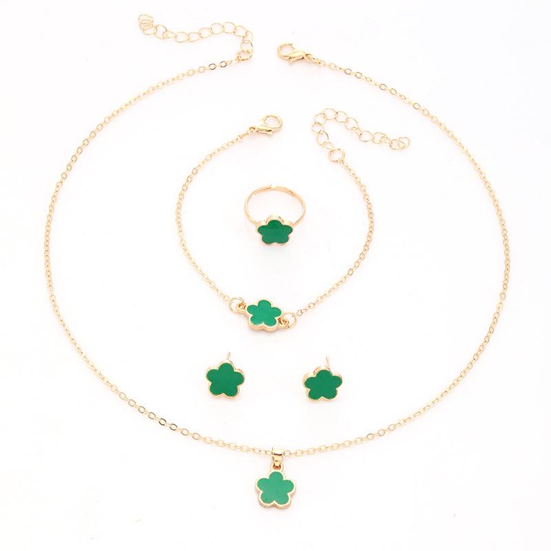 4 шт. Lucky Clover модные пять цветов из нержавеющей стали Fritillaria браслет ожерелье кольцо серьги комплект женских ювелирных изделий