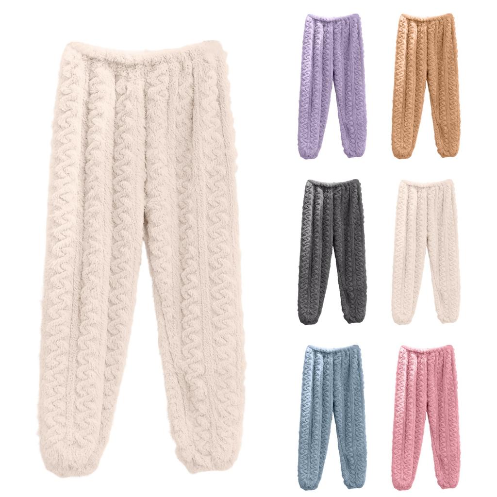 Женские модные флисовые утепленные длинные пижамные брюки