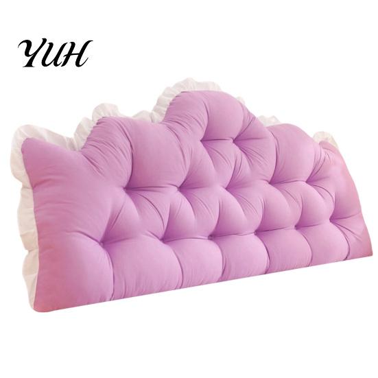 Soft Support Cushion for Reading Headboard with Ruffle Trim, Dorm Pillow, Crown Shape, Bed Trim Wedge Pillow College Bedroom Decor, Back Large