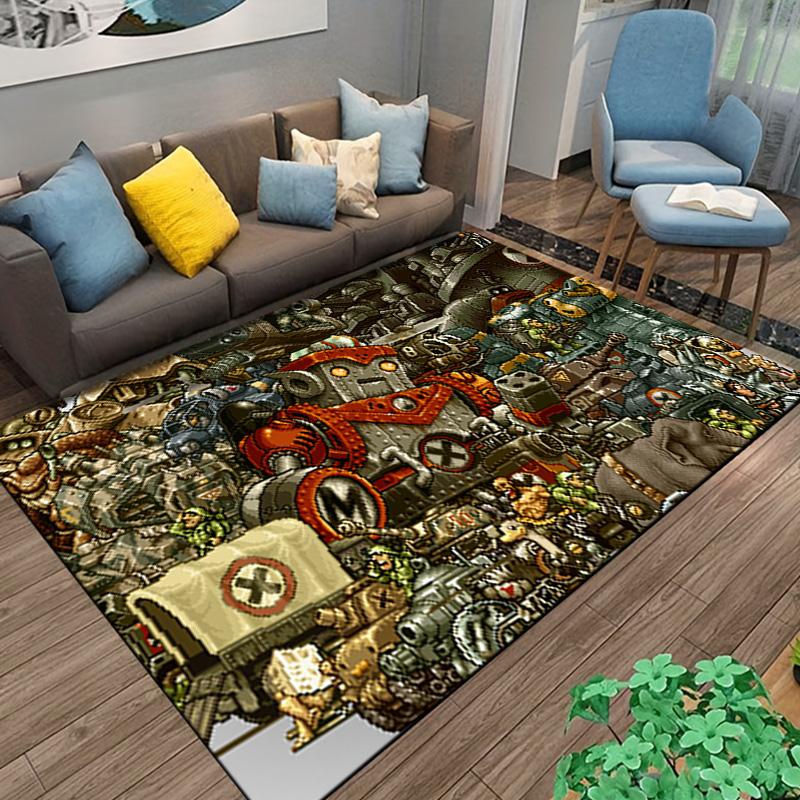 Retro Game Metal-Slug Gamer Cartoon Carpet Rug for Home Living Room Bedroom Sofa Doormat Decor,kids Area Rug coffee tables
