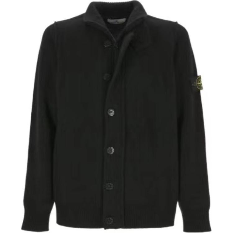 Stone Island Solid Color Stand Collar Slim Fit Single Breasted Long Sleeve Thick Knit Sweater Unisex sweater 8115547A3-A0029