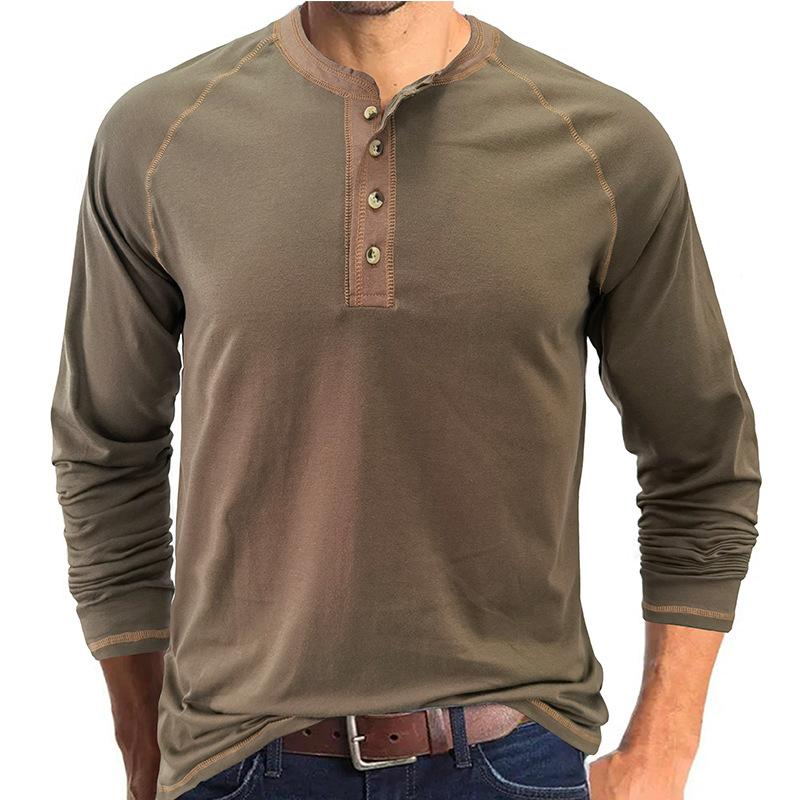Autumn Winter Classic Solid Color Long Sleeve Mens Button Down T-shirt Casual Versatile Daily Wear Comfortable Basic Bottom Shirt for Men
