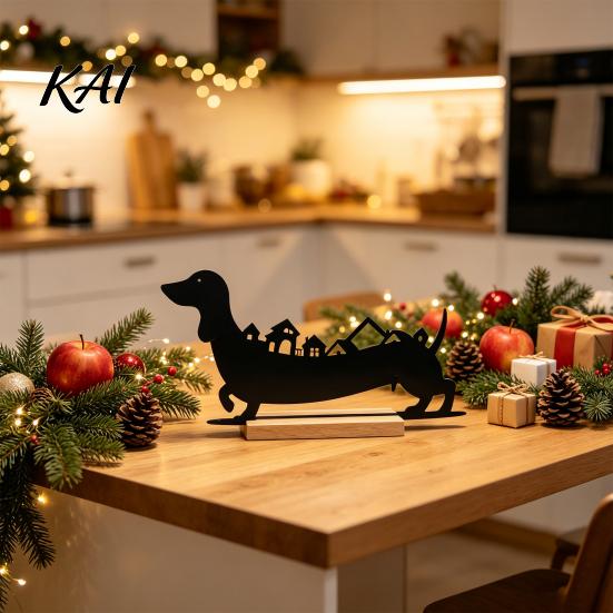 Festive Home Accents 24?Day Christmas Countdown Dachshund Decor, Metal Silhouette Advent Calendar Ornament, Lover Gifts Funny Tabletop Decoration