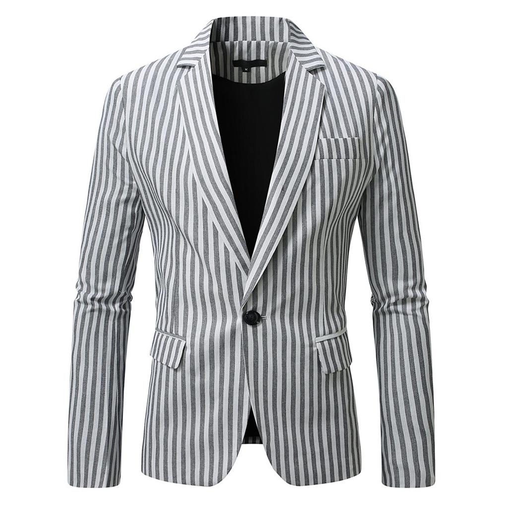 Men's Spring Casual Stand Collar Long Sleeve Single Breasted Suit