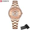 CURREN Elegant Women's Watch: Rose Gold Timepiece Adorned with Sparkling Crystals for Timeless Style+Box