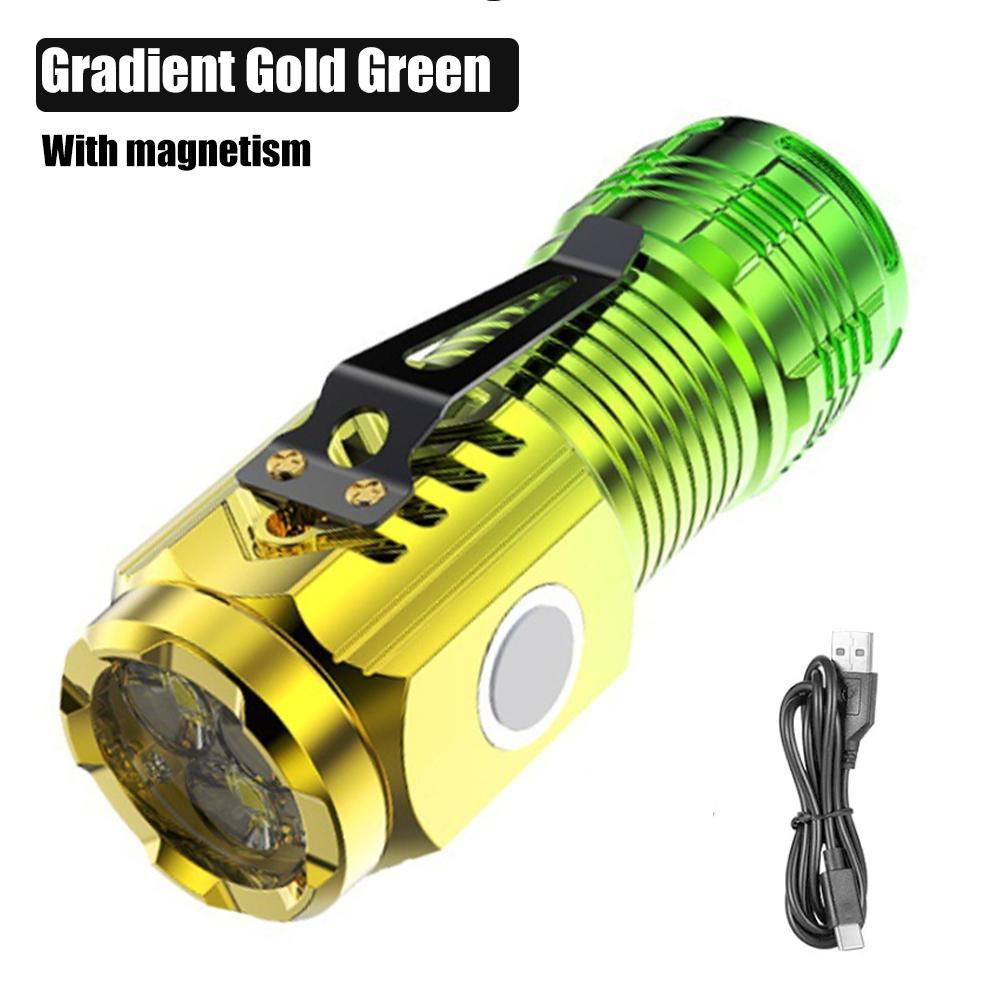 Three-eyed Monster LED Strong Light Flashlight Rechargeable Multifunctional Portable Outdoor Home Mini Flashlight Cap Clip Light