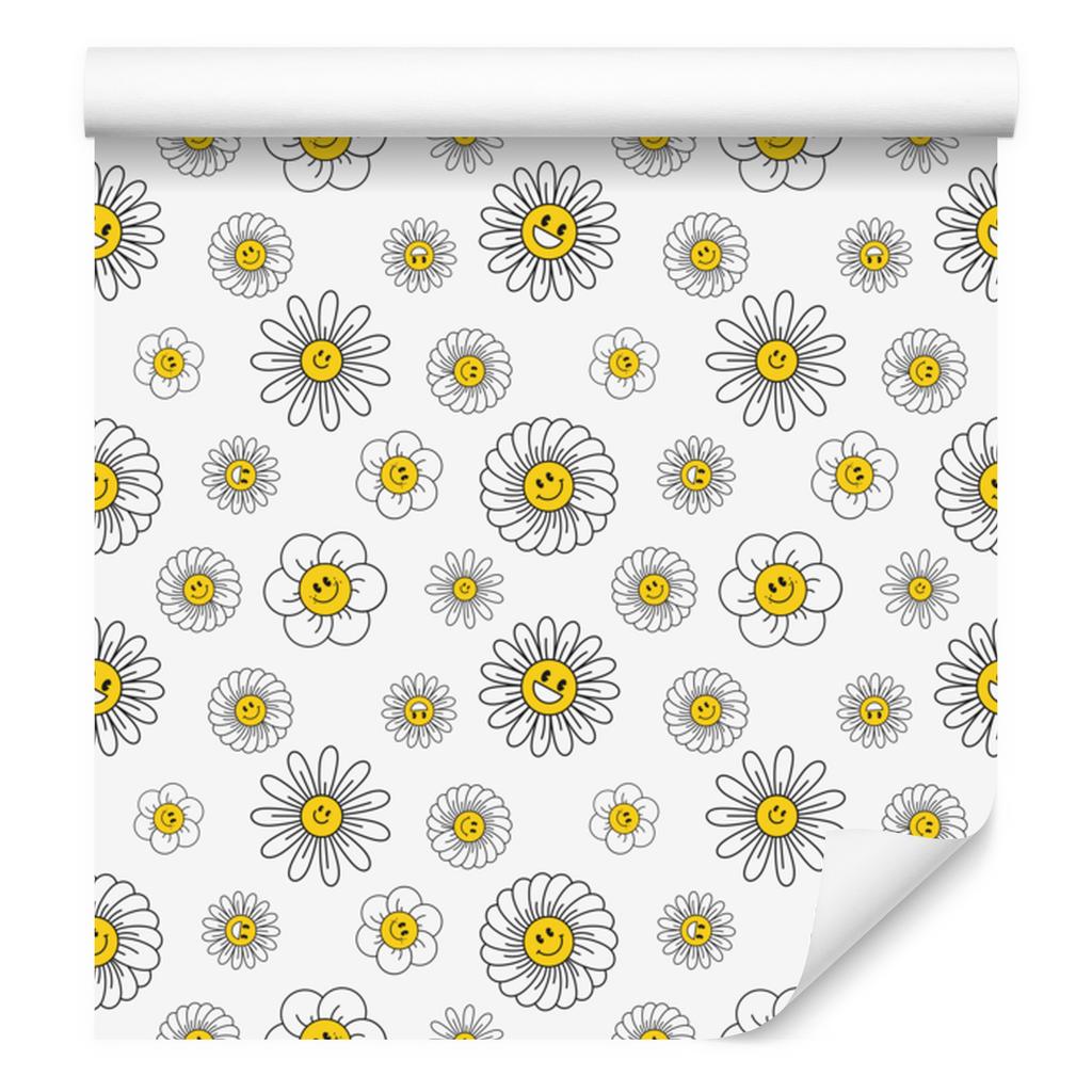 Wallpaper Flowers white and light gray for the living room and bedroom 50x1000