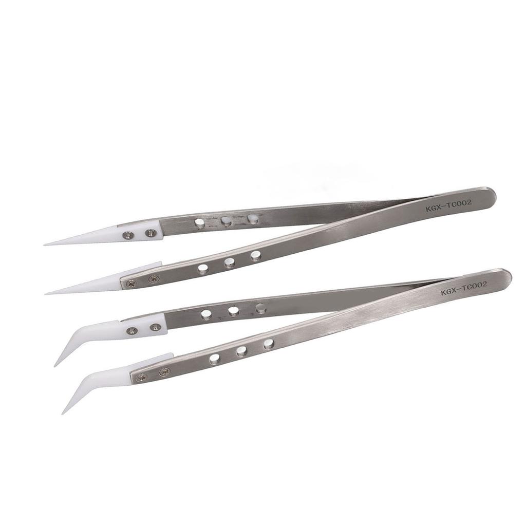 2 шт. пинцеты для технического обслуживания из нержавеющей стали, керамические, прямые, изогнутые, инструменты для ремонта электроники