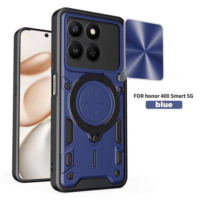 For Honor 400 Smart 5G Global Case Slide Lens Protect Armor Shockproof Phone Case Coque For Honor X7D 5G Ring Holder Cover