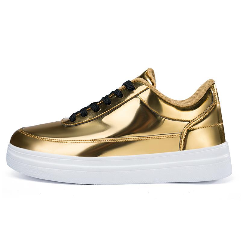 Glossy Trendy Personalized Low-top Board Shoes, New Large-size Thick-soled Wear-resistant Youth Sports and Leisure Men's Shoes In Autumn and Winter