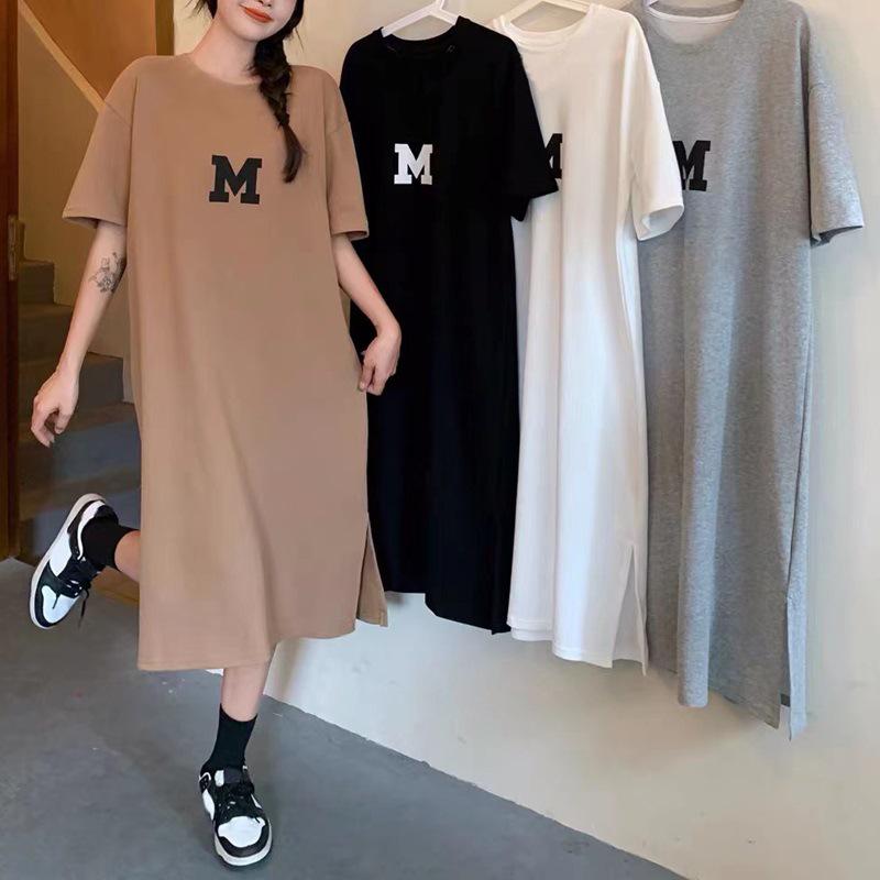 Women's Plus Size Summer Tunic: Loose Fit, Belly-Covering, Knee-Length T-Shirt Dress