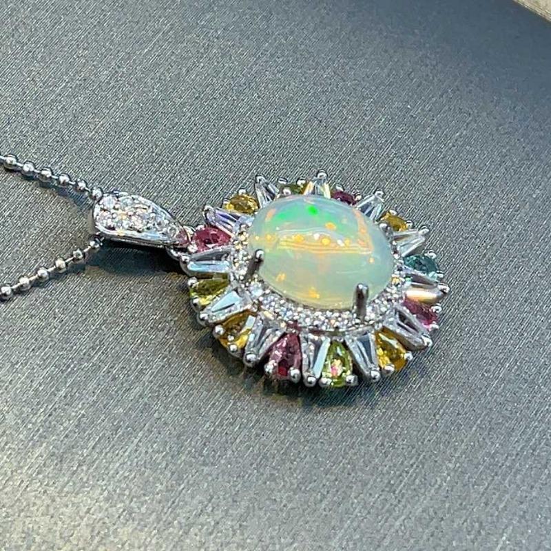 Sace Gems Сертифицированное серебро S925, 8*10 мм, подвеска с натуральным опалом, ожерелья для женщин, помолвка, коктейльная вечеринка, изысканные ювелирные изделия