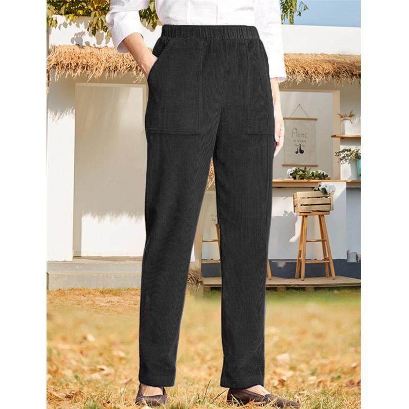 2024 Новые женские однотонные вельветовые прямые повседневные брюки с эластичной резинкой на талии